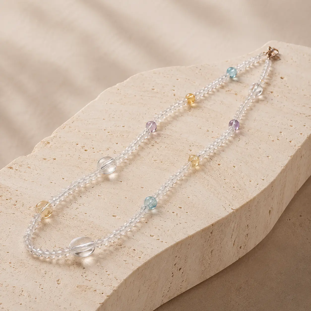 Natural Crystal Bracelet – Amethyst Design Necklace/Beaded Bracelet Dual Use