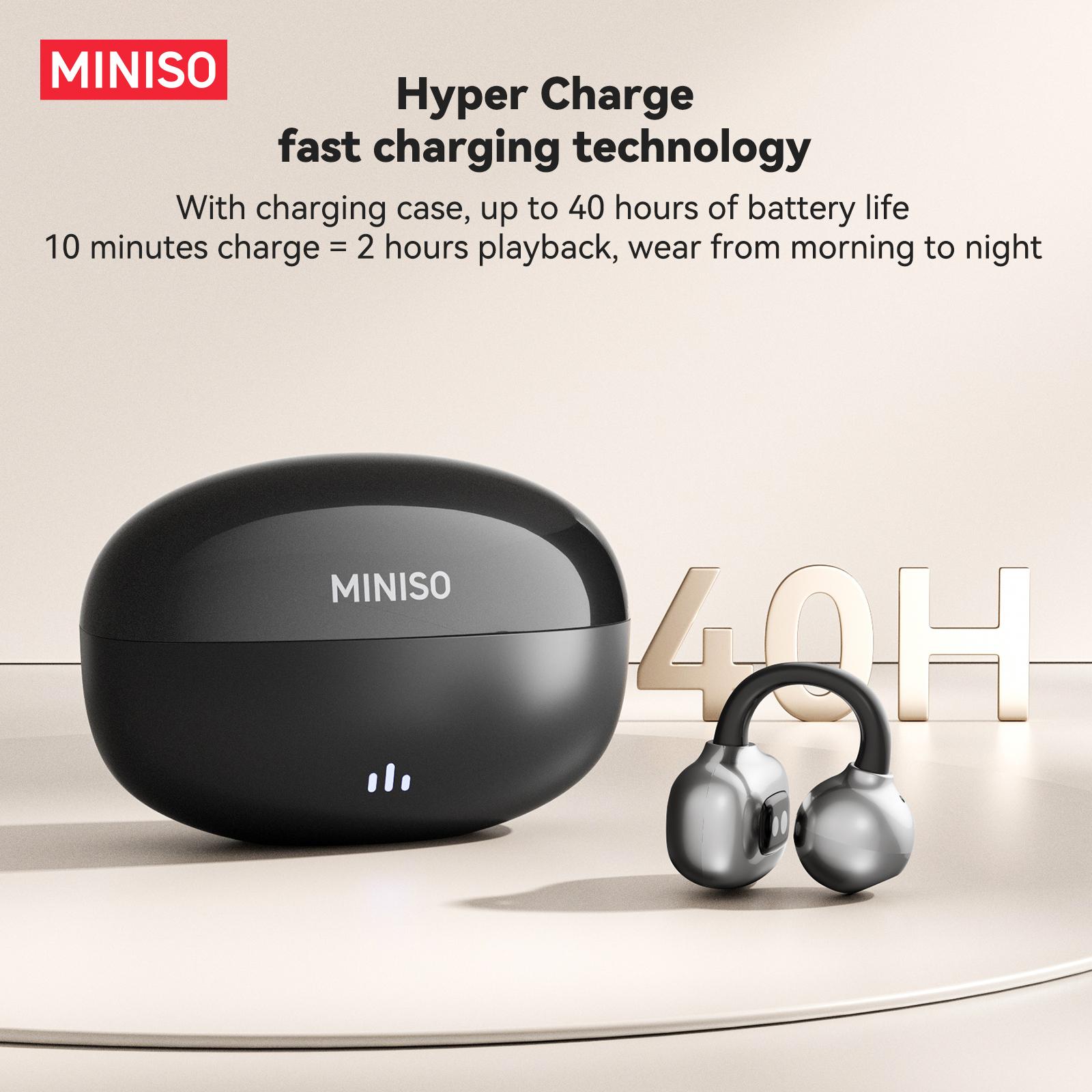 【Buy 1 Get 1 Gift Free】MINISO X30 OWS Wireless Bluetooth Earphones IPX5 Waterproof, MS502 Clip-On Ear Headphones Bluetooth 6.0 Headsets, with Heart Rate Monitoring, 35Hours Play time, Light-Weight Headphones Built-in Microphone
