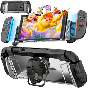 1 Carrying Protective Slim Case Cover Compatible with   2, Protection TPU PC Material Dockable Shockproof  Grip Kickstand for  2 Console, Black