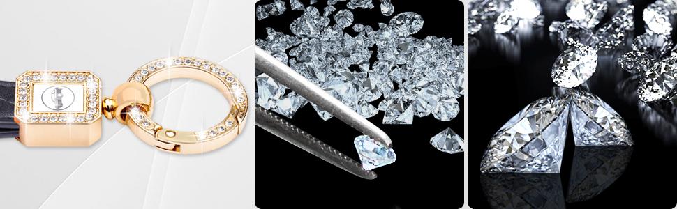 Wisdompro Bling Leather Car Keychain, Universal Microfiber Leather Key FOB Keychain Key Chain Holder Accessories