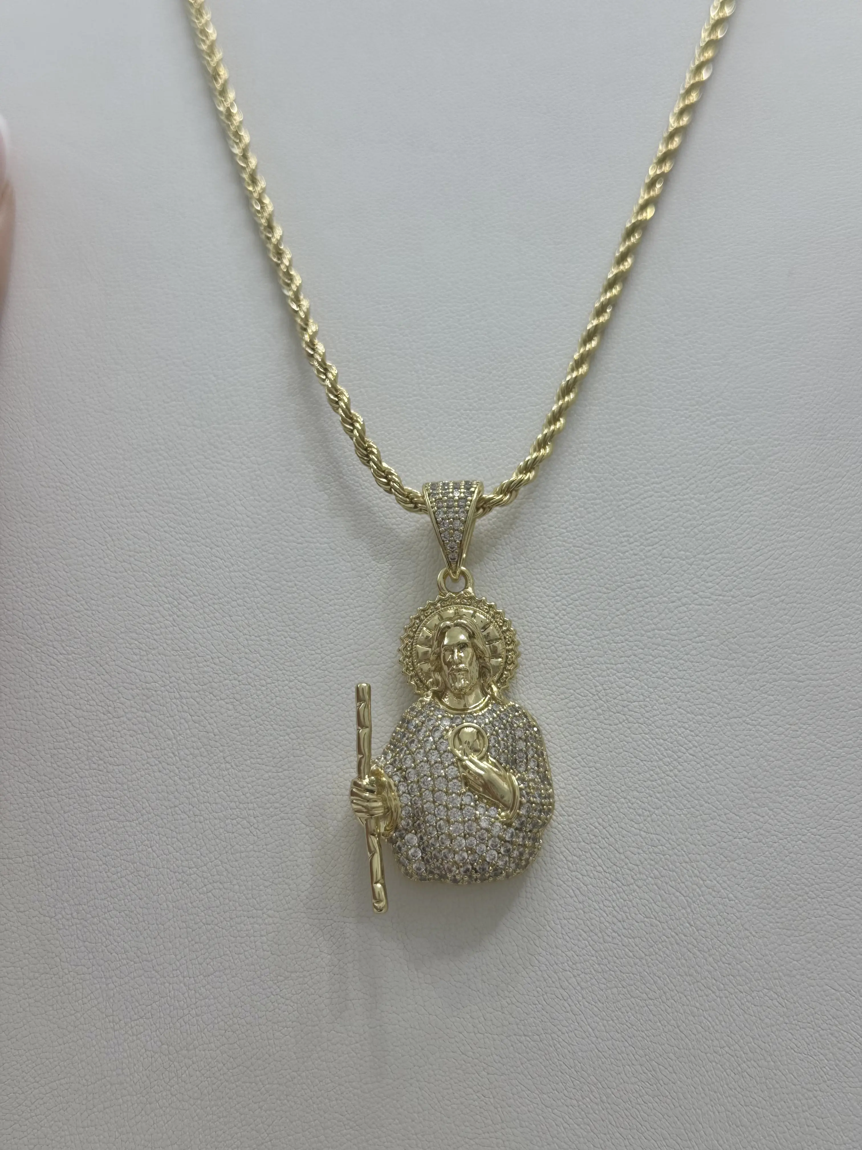 YG Brand 60 cm Twisted Chain Necklace with Saint Jude Thaddeus Pendant for Men and Women