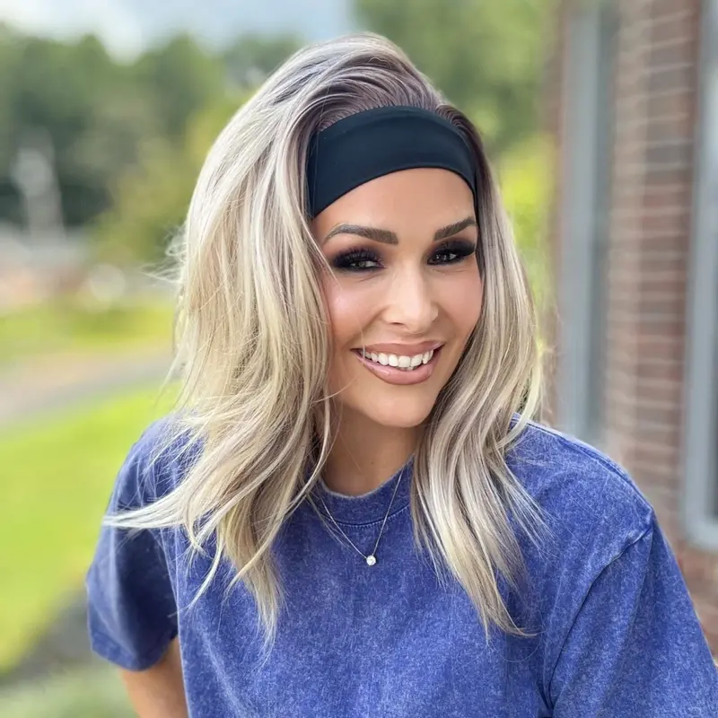 Kenslay by AISOM Soft Wave 16inch Headband Wig Easy to Wear Friendly by Beginner Low Density