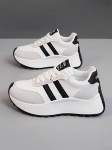 Women's Colorblock Dad Shoes Spring Autumn New Breathable Mesh Thick Sole Height Increasing Casual Sports Sneakers, Comfortable Shoes