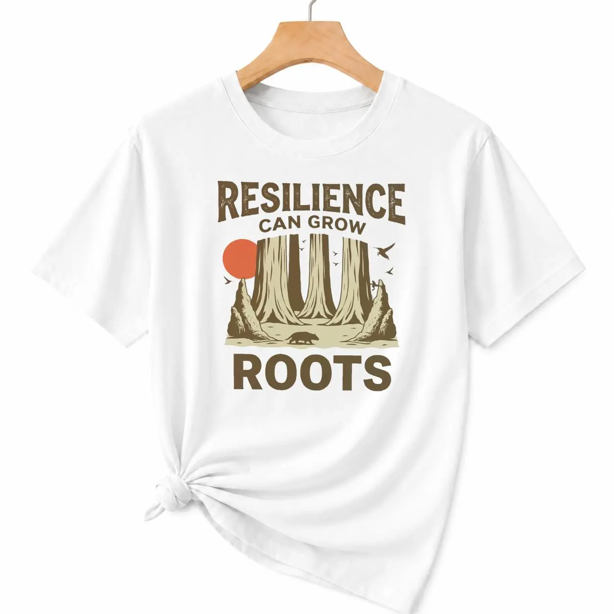CARPESUN Vintage Nature Inspired T Shirt Resilience Can Grow Roots Graphic Design Soft Breathable Cotton Unisex Outdoor Casual Wear Perfect Gift For Nature Lovers And Hikers