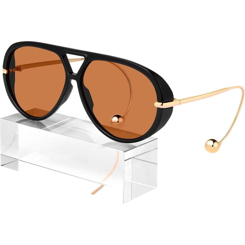 70s Retro Vibe! Women’s Luxury Oversized Aviator Sunglasses 2025 - Earring Accent & Big Shield Frame