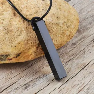 Natural Crystal Necklace Black Obsidian Stick Bar Pendant Handmade Men Women Amulet Necklace Spiritual Protection Gift