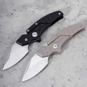 Portable EDC multifunctional tactical outdoor folding knife and pocket knife with a non-slip ergonomic handle and leather sheath for easy everyday carry; specialized outdoor cutting tool for climbing and fishing; essential gear for camping and hiking.