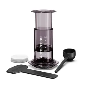 AeroPress 4c Single-Serve Coffee Maker Black: Manual Coffee Machine, Uses Ground Espresso & Coffee, Includes Paper Filters