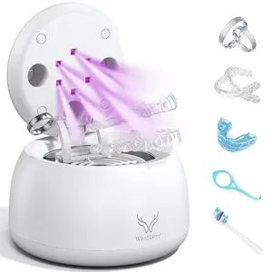 Westdeer Ultrasonic Cleaner,45kHz vibration,UV sterilization,2cleaning Mute modes, 200ml capacity. Fits dentures,toothbrushes, pacifiers, jewelry,nail.Portable bathroom essential,ideal for travelers,moms beauty enthusiasts.Perfect Gift
