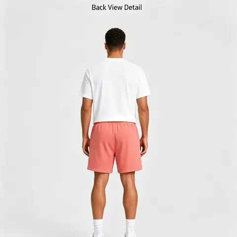 Men's Hot Pink Plain Shorts, Oversized Relaxed Fit, Elastic Drawcord Waist, Above the Knee, All Seasons Casual Bottoms, Cold Wash Compatible, Do Not Tumble Dry