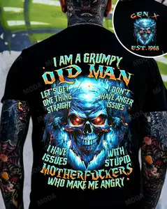 Chaosmoda Generation X I Am A Grumpy Old Man Custom Year Skull T-shirt