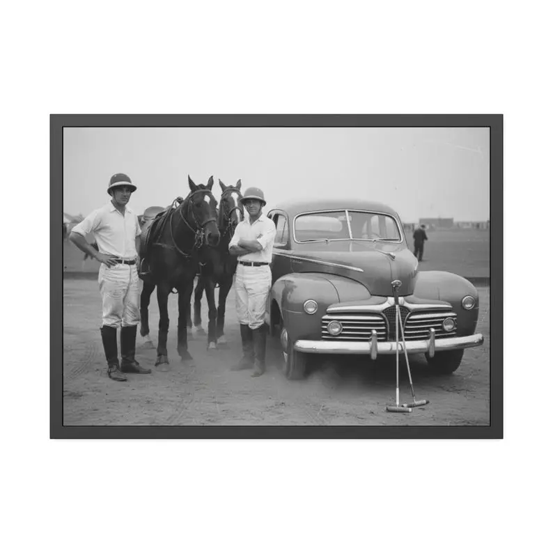Vintage Polo Player Equestrian Print Black White Photography Art Horse Gentleman Sport Retro Decor