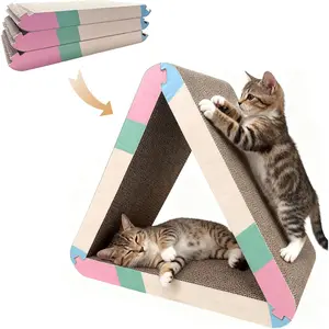 Triangle  Scratcher Pad - Foldable   Board with  Thickened Corrugated Paper, Durable Recycled Cardboard for Indoor Cats