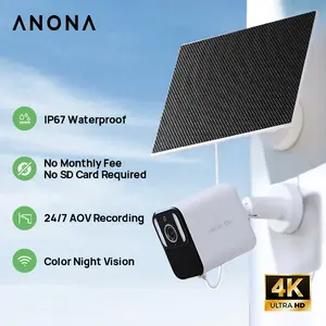 ANONA Aurora 4K Security Camera 8MP Ultra HD Solar Powered 24/7 AOV Recording Color Night Vision IP67 32GB eMMC 2.4GHz Wi-Fi6 No Monthly Fee