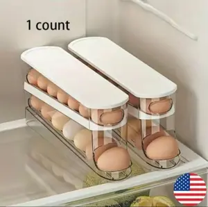 Automatic Egg Roller Double Layer Refrigerator Egg Dispenser Keep Eggs Fresh Suitable for Fridge Cabinet and Storage Grid Kitchen Storage and Organization Compact Efficient Storage Easy Integration Access Sleek Design for Any Kitchen