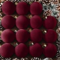 15 Pcs - Wine Red Xmas Balls, 3.15"