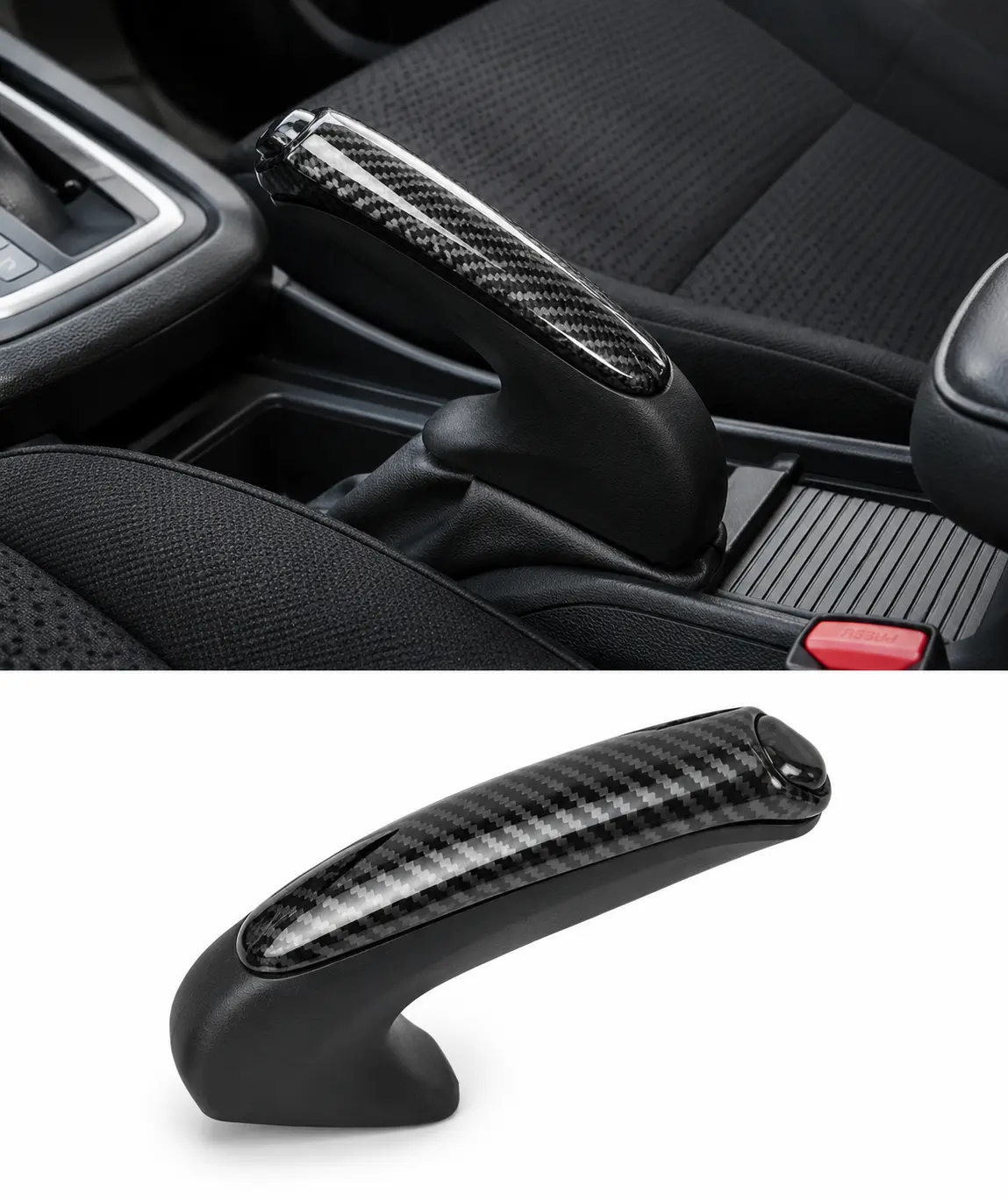 Carbon Fiber Color Emergency Parking Handbrake Handle & Grip Knob Cover Set - Durable ABS Material, Left-Drive Fit Car Accessories for Honda Civic 2006-2011, Auto Parts (47115-SNA-A82ZA), Accessories For Car