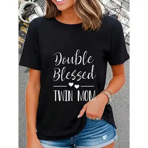 100% Cotton Casual Tshirt Womens Twin Mama Twin Mom To Be Pregnancy Announcement T-Shirt graphic tees men crop tops summer outfits for men summer tops T-Shirt