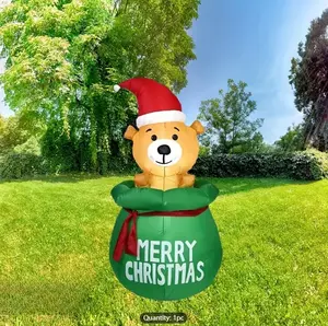 "5ft Tall, Teddy Bear In The Christmas Inflatable Bear Gift Box, Outdoor Inflatable Bear For Yard Decoration (1.5m Tall) "