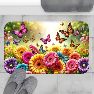 Vibrant Floral Butterfly Bathroom Mats, Elegant Bathroom Carpets, High-end Design Bathroom Highly Absorbent Floor Mats, Anti-slip Quick-drying Soft Carpets, Suitable for Multi-scenario Shower,Bathtub , Outdoor Door Mats, Gifts for Family and Friends