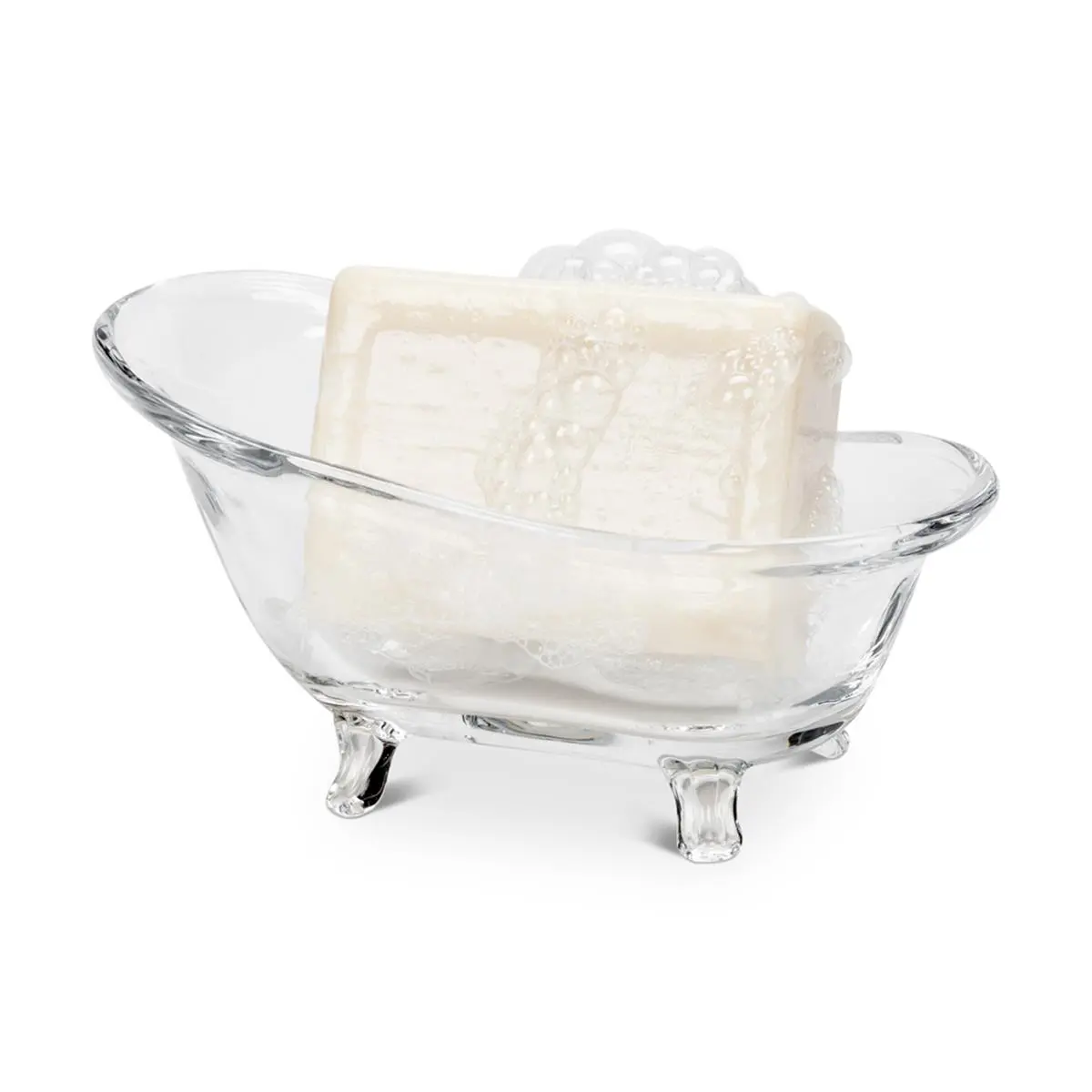 212 MAIN Glass Bathtub Soap Dish - 6 in., Whimsical Form, Soap Saver, Bathroom Accessories for Bathroom Organization