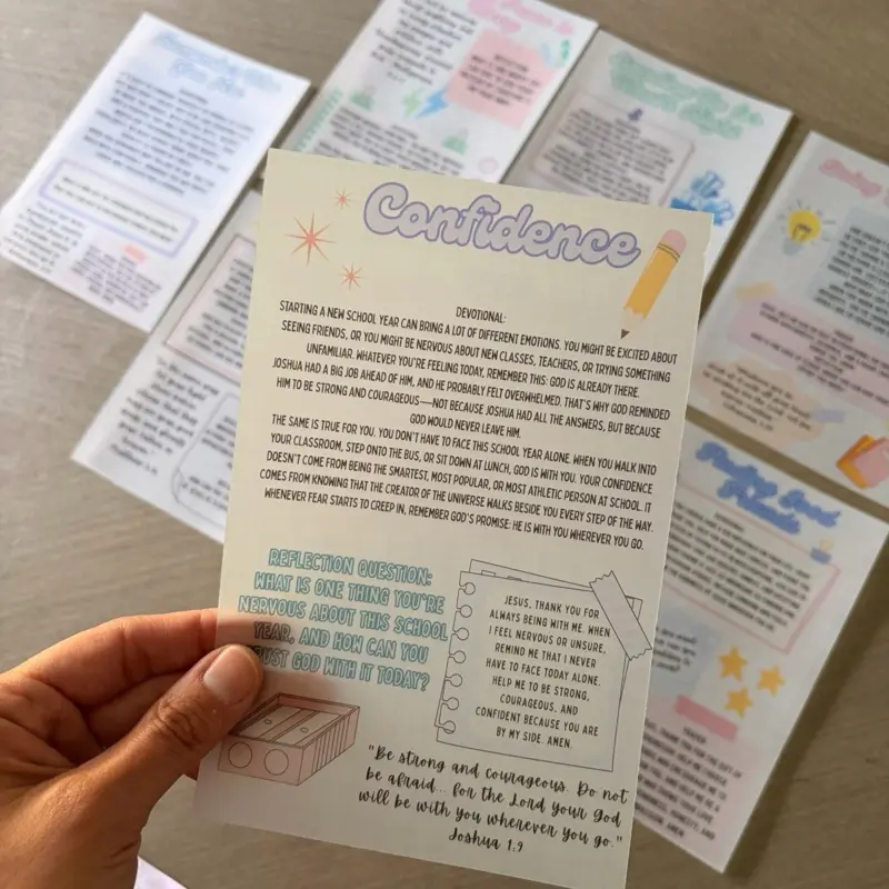 Back to School Christian Bible Tip-In Set of 8 | Vellum Bible Journaling Inserts