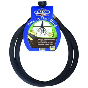 Dramm 7396070 0.62 in. Dia. x 5 ft. Soaker Black Rubber Tree Soaker Ring, Plant Watering System, Durable Rubber