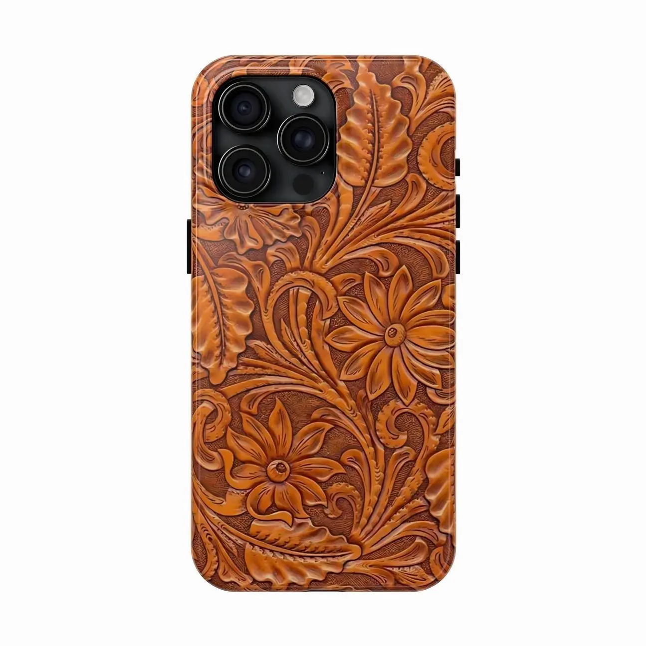 Tooled Brown Leather iPhone Case , iPhone 17 16 15 14 13 12 11 X 8 7 Pro Max/Pro/Mini, SAMSUNG GALAXY 21 S22 S23 S24 25 ULTRA PLUS Shockproof Anti-Drop Protective Cases O