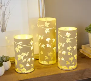 Set of 3 Illuminated Falling Leaves Hurricanes by Valerie