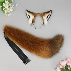 Faux Fox Ears and Tail Set, Polyester and Spandex, Elegant Anime Costume Accessory for Women, Non-Washable, No Power Required Clothes Womenswear Chic
