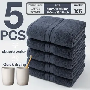 5 Pack Large Thick Face Towels 50x100cm, Super Absorbent Quick Dry, Soft No Shedding, Adult Bath Towels for Home Commercial Use, Premium Towel Set