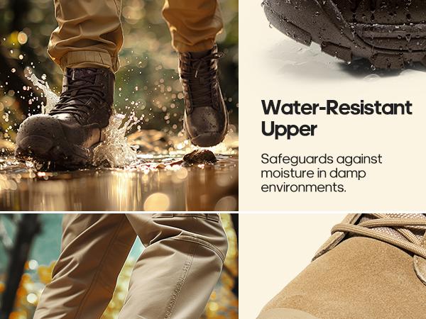 NORTIV 8 Men's Waterproof Work Military Tactical Boots Rubber Toe Leather Outdoor Hiking Motorcycle Combat Boots