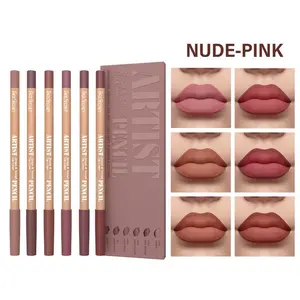 6-Count Matte Nude Pink Lip Liner Set Natural Looking Long Lasting Waterproof Smudge Proof Formula for Outlining Filling Lips Ideal for Everyday Makeup Routine Daily Cosmetic