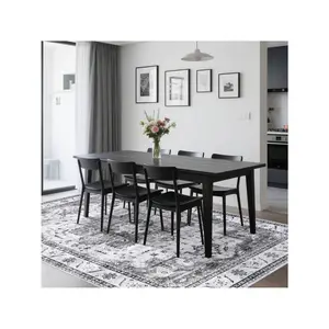 Brown-4*6 feet  Faux Wool Boho Vintage Floral Printed Ultra Thin Low Pile Area Rug  Machine Washable Stain Resistant Pet Friendly Non Shedding Non Slip Bordered Floor Covering For Living Room Bedroom Kitchen