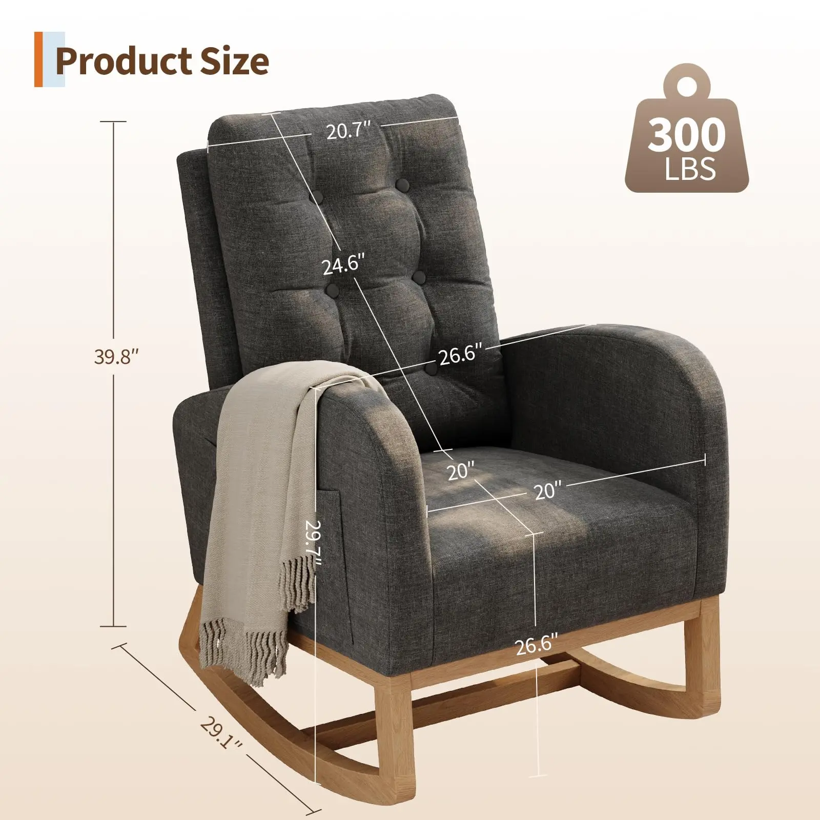 Dark gray linen without footrest