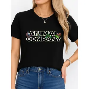 Animal Company Black T Shirt Casual Wear Personalized Unisex Women's Top All Season Comfortable Breathable Short Sleeve Tee Suitable For Any Outfit Made In Usa