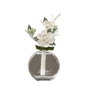 Handmade ceramic gardenia flower aroma diffuser, long-lasting indoor home decor, high-end gift for birthdays and housewarming, fragrance gift box