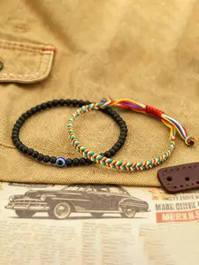 Handmade String Evil Eye Bracelet Set, Adjustable Couple Friendship Beaded Jewelry, Bohemian Protection Amulet Gift, Beaded Bracelets