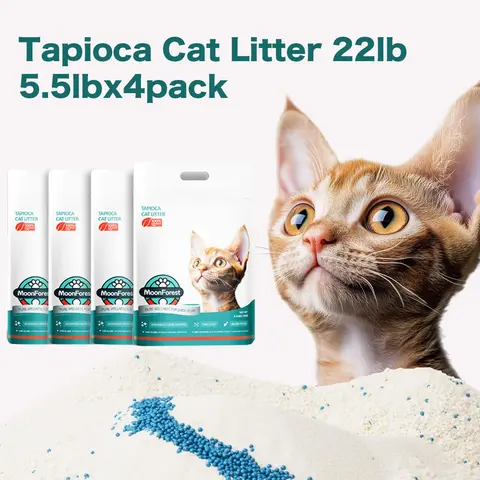 Moonforest Tapioca & Corn Starch Cat Litter - Plant-Based, Paw-Soft Texture, Quick Clumping, Less Dust, Odor Control, Easy Scooping, Universal for Multi-Cat Homes