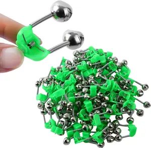 46 count 3rd Generation Plastic Fishing Bells, Fishing Rod  Bell with Extra Loud Dual Alert Bells Clip, Fishing Bells for Rods, Easy for Night, Ice Fishing, Green.