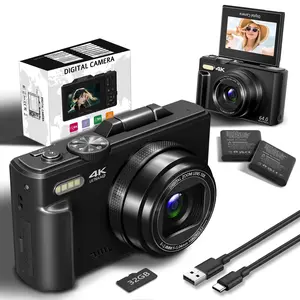 Digital Camera for Photography and Video, 4K Vlogging Camera for Beginner with 3" 180° Flip Screen, Auto-Focus 18X Digital Zoom Compact Retro Camera with 32GB Micro SD Card & 2 Batteries, Perfect Gifts for Halloween and Thanksgiving