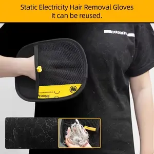 Upgraded Large Pet Static Hair Removal Glove! Black & Yellow Color 🐶🐱 Efficiently Removes Hair & Dandruff — Cat Grooming Glove with Yellow Accents, Effective for Pet Hair & Dandruff Removal, Must-Have Tool for Dogs & Cats | Stylish Pet Accessory