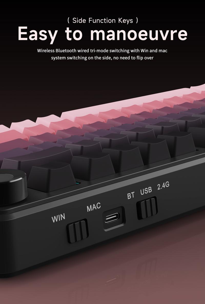 AJAZZ AK820 MAX PLUS Wireless Mechanical Keyboard with TFT Screen & Knobs Gasket Architecture 3-mode 75% Hot Swappable Gaming PC Mac Linux Compatible Avocado Stalk Gift Ideals (Black Shark Red) Hot-Swappable Gaming Keyboard keyboar green  switch  keyboard