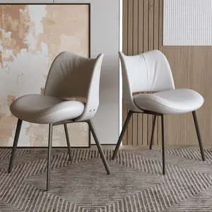 Rinco 2-piece Set Armless Faux Leather Dining Chairs With Metal Legs And Gray Padded Seats summergarden