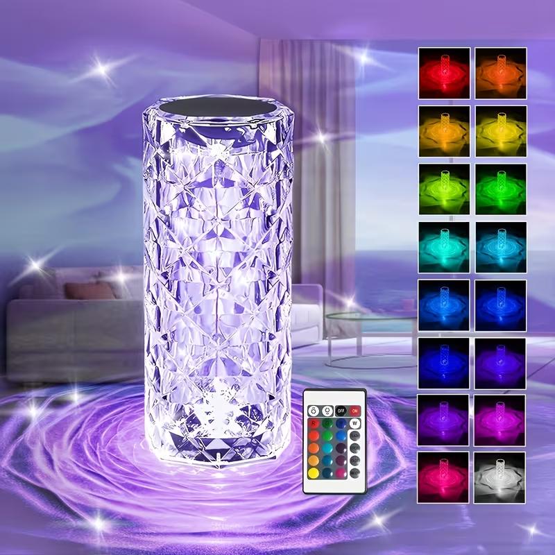 Rose Atmosphere Table Lamp Bedroom Bedside Table Lamp Touch Charging Creative Night Light Three-tone Dimming Color Colorful Remote Control Touch Switch Brightness Can Be Adjusted Freely crystal