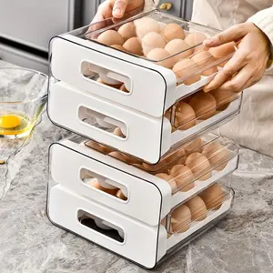 Large Capacity Refrigerator Egg Rack, 32 Eggs Fresh Storage Box, Transparent Plastic Tray, Space Saving, Durable, Easy Clean