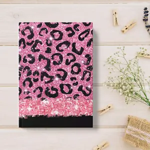 Pink Glitter Journal with Leopard Print Design and Sparkling Accents books