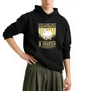 Unisex Cozy Sheep Lover Graphic Hoodie, 100% Pure Cotton Soft Long Sleeve Pullover, Casual Loose Fit Streetwear for Sheep Fans All Seasons