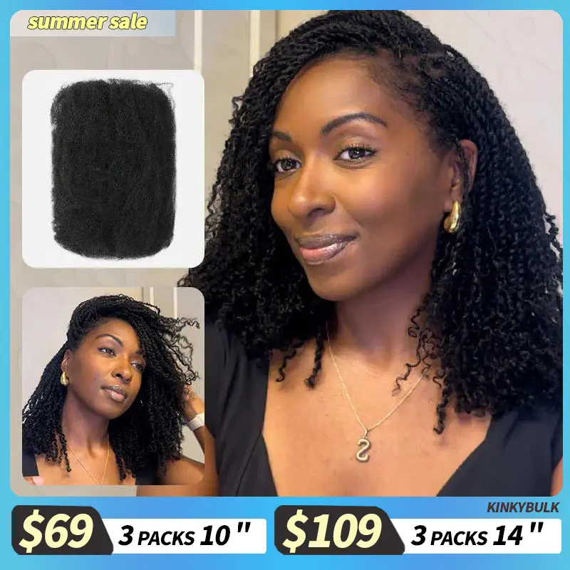 QVR Natural Black Afro kinky Bulk Hair Extensions For Braiding Dreadlock Human Hair #SummerWins #DealsForYouDays QVR Natural Black Afro kinky Bulk Hair Extensions For Braiding Dreadlock Human Hair #SummerWins #DealsForYouDays