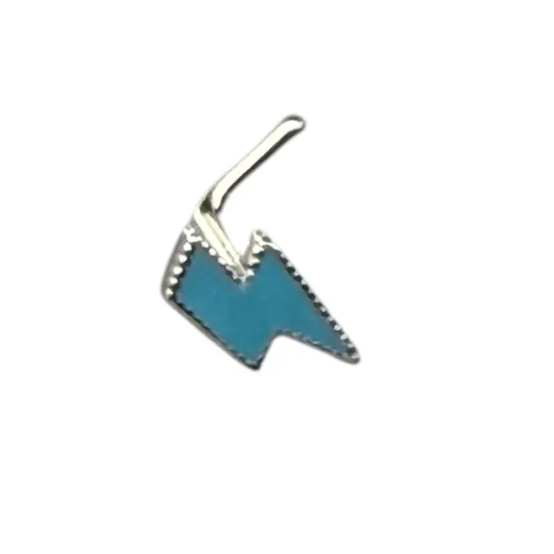 Stainless Steel 18G L Backing Lighting Bolt Nose Piercing